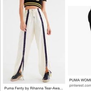 RARE FENTY x Rihanna sz M cream/navy snap track pant hip-hop streetwear
